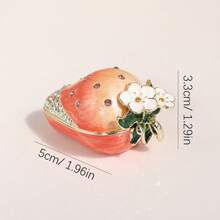 SIQIZHOU 1 hộp đựng trang sức men hình quả dâu tây cổ điển - Hộp đựng đồ du lịch bằng kim loại hình bầu dục có khóa từ tính, hộp đựng bông tai, nhẫn, vòng tay, dây chuyền để bàn di động, trang trí đính đá, hộp quà tặng đựng bông tai, nhẫn cao cấp kiểu INS, hộp đựng đồ trang sức hình răng. - Nhiều màu - Xem 14