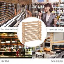 HOMCOM Suporte para vinhos e taças de vinho - Madeira Natural - Ver 8