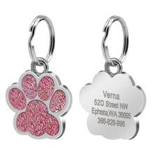 1 PC, Paw Print Pet Tag For Dogs And Cats, Blank Pet ID Tags Custom Glitter Paw For Cute Metal Cat Name Small DIY Engraved Puppy Name, RANDOM COLOR - 隨機顏色 Random Color - 查看 3