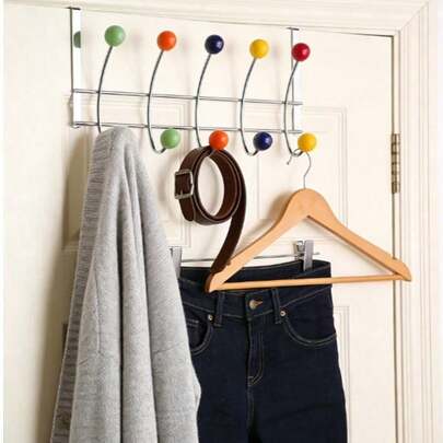 Ganchos de porta de vários tamanhos (3/4/5 ganchos) - 2 estilos disponíveis, cabideiro colorido para porta, ganchos de parede para casacos e chapéus, ganchos para guardar panos de prato.