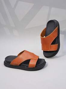 Girls' British Style Hollowed Out Leather Slippers With Lightweight And Thick Soles, Suitable For Both Home And Beach Use (New Hot Item) - Burnt Orange - View 2