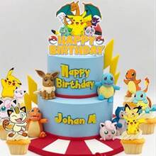 25个宝可梦纸杯蛋糕装饰插牌 - 宝可梦纸杯蛋糕签和大型宝可梦生日蛋糕装饰，适合宝可梦主题生日派对装饰 - 彩色 - 查看 4