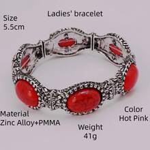 1pc Bohemian Style Minimalist Niche Handmade Zinc Alloy & Acrylic Pendant, Suitable For Women's Daily Wear - Hot Pink - View 4