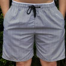 Men's Bermuda Shorts, Thick Tactel Fabric, Striped, Drawstring, Knot Detail. - 黑色 - 查看 9