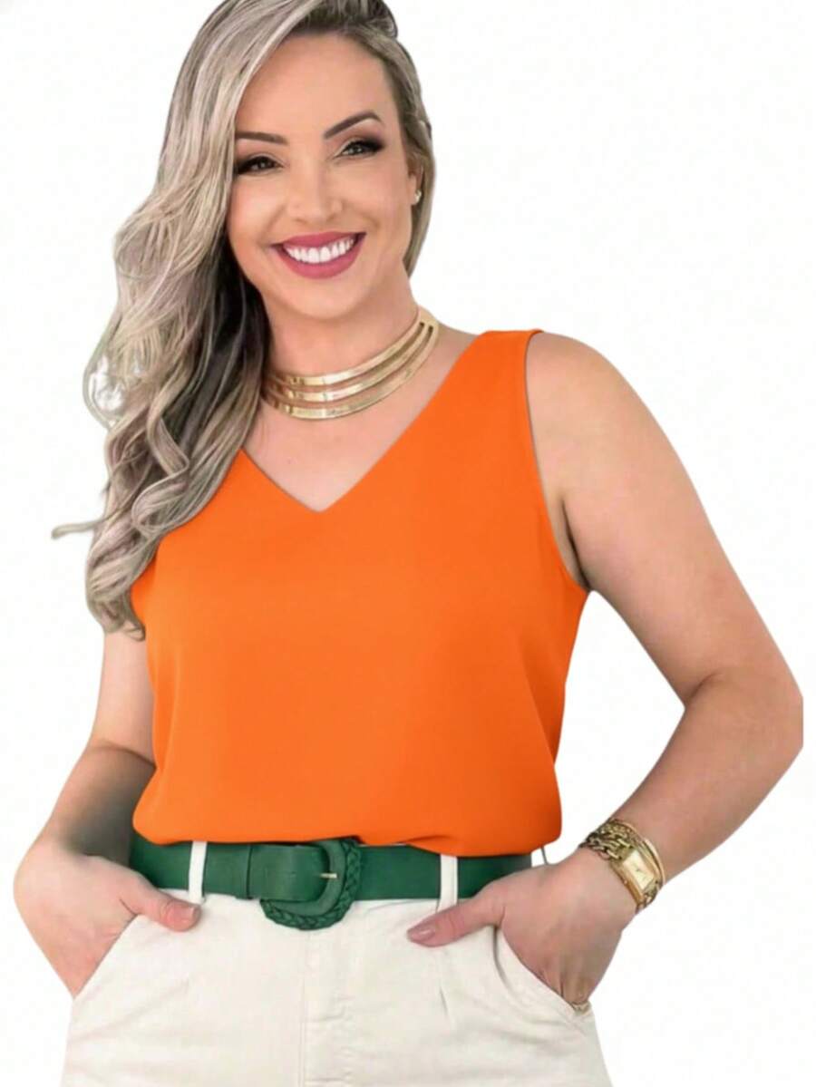 Women's Tank Top With Thick Straps Duna - Orange - View 1