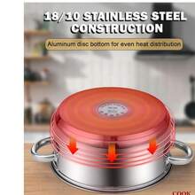 olla con tapa de acero inoxidable capacidad de 9 litros y 24 cm de diámetro , ideal para caldos y sopas, compatible con todas las fuentes de calor incluyendo induccion - Plateado - Ver 6