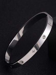 3pcs Zirconia Stainless Steel Women's Fashion Bracelet Set, 18K Gold Plated Stainless Steel Lucky Four-Leaf Clover Bracelet For Women, Suitable For Daily Wear, Gift For Girlfriend, Wife, Lover, Daughter, Female Friends - Silver - View 15