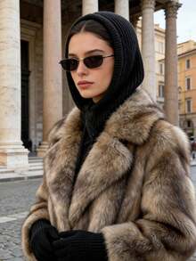 1pc/2pcs Women Black Balaclava Hat With Drawstring Detachable Collar, Wool Blend Neck Warmer Ski Mask, Outdoor Winter Knit Face Cover Scarf Hood, Suitable For Cold Weather, Random Style Delivery, Christmas Gift - Black - View 11