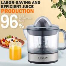 SOKANY623D Centrifugeuse électrique pour la maison, capacité de 700 ml, tête de centrifugation conique à double sens, rendement en jus super élevé de 96%, séparation et collecte automatique de la pulpe, conception sans lame, convient pour les compléments nutritionnels pour bébés/jus de fruits et légumes/boutique de thé au lait/bar à jus - Prise de type UE C (220-240 V) - Voir 2