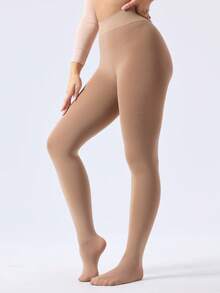 1/2 Pairs Women's 600D High Elasticity Fleece Thermal Lined Tights, Fashionable Minimalist Pantyhose - Multicolor - View 18