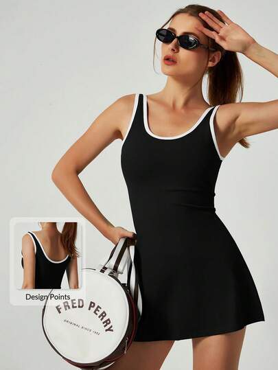 MASKERT Falda de tenis para mujer, falda de golf, vestido de 2 piezas, falda de yoga, vestido elástico para fitness y uso diario, cómodo y amigable con la piel, primavera/verano