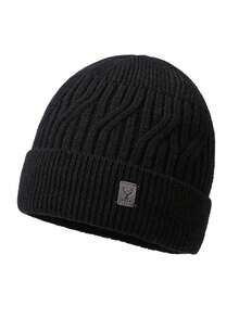 1 Middle-Aged And Elderly Deer Logo Knitted Hat For Winter Cycling, Warm And Windproof Skiing Hat, Korean Version Simple And Casual Ear Protection Head Cover Hat - Multicolor - View 5