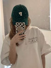 Camiseta Women's Soft Breathable Pure T-Shirt - Cute Puppy Print Round Neck Casual Everyday Summer Top - Machine Washable Everyday Tee For Women, Relaxed Fit Shirt, Playful Design, Comfortable Material, Dog Lovers - 白色 - 查看 2