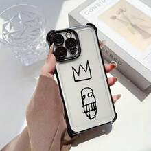 Fashion Basquiates Art Phone Case For IPhone 16 15 14 13 12 11 Pro Max X XR XSMAX 8 7 Plus Shockproof Transparent Soft Back Cover - [銀色的] - 查看 6