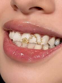 1 chiếc răng giả mạ vàng 18k đính đá zirconia siêu nhỏ thời trang nữ, phụ kiện dành cho rapper, phù hợp để đeo hàng ngày, dự tiệc, món quà độc đáo dành cho gia đình, bạn bè, bạn gái vào ngày Valentine. - Vàng và Bạc - Xem 9