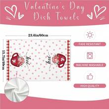 2 Large Valentine's Day New Design Dish Towel Kitchen Hand Towel Absorbent Dishwashing Cloth Tablecloth Wipes - 15.75x18.9 Inches - View 8