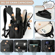 Nasjac Mochilas para Laptop para Hombre y Mujer 36 L Mochilas de Viaje Impermeable de Gran Capacidad Mochila Adolescentes Casual Ligera para Portatil de 15.6 Pulgadas para Trabajo y Viajes - Negro1 - Ver 3