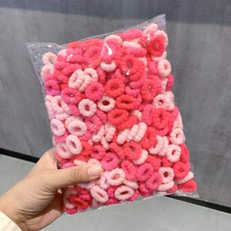 100pcs/Pack Candy Color Hair Ties Elastic Bands, Hair Accessories, Ponytail Holders, Gift For Valentine's Day