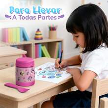 MAGMALIFE Contenedor Térmico para Alimentos MealGo , Disney Minnie  300ml (10oz), Acero Inoxidable Doble Pared, Con Cuchara/Tenedor, Mantiene Frío y Caliente, Boquilla Ancha, Antiderrames, Ideal para Niños - Rosa Roja - Ver 6