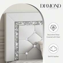 Twin/ Full/ Queen/ King Size Bed Frame, Upholstered Bed Frame With Diamond Headboard And Footboard, Pearl White/ Beige/ Black/ Grey/ Pink/ Purple/ Green - 白色 - 查看 2