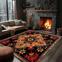 3x5 Rugs, 2x3 Rug, Southwestern Rustic Area Rug, Colorful Geometric Door, Washable & Non - Slip Small Carpet, Home Decor - 紅褐色黑色 - 查看 7