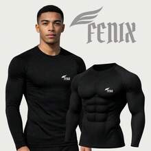 Thermal Shirt Second Skin T-Shirt UV Protection Compression Cold Heat Men's Blouse FÊNIX - màu đen - Xem 7