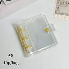 1pc A8 Transparent 3-Ring Binder, Cute Macaron Colored Loose Leaf Ledger, With Snap Button Soft Leather Surface Loose Leaf Notebook And Sticker Book, FEINIBOOK, Transparent Inner Page Replacement Core, Made Of Pp Material, Small Size, Large Capacity, Easy To Carry, Suitable For Diy Sticker Books, Hand Books, Or Placing Photo Cards, Photos, Small Objects, Etc. Of Idol Fans - Clear - View 18