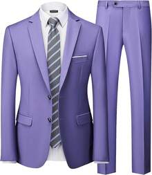 Traje de 2 piezas para hombre Hihawk, conjunto de pantalones sólidos de 2 botones, FGLB Navidad - Morado - Ver 12