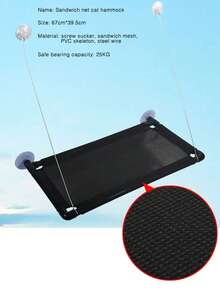 Foldable Cat Hammock, Suction Cup Hanging Cat Bed, Patchwork Design Cat Nest, 4-Season Pet Bed, Suction Cup Suspended Cat Hammock, Foldable Window Sill Cat Bed, Cat Sunbathing Hanging Bed, Balcony Cat Nest, Suction Cup Glass Cat Bed - one-size - View 11