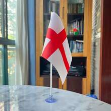 1 Set England Flag (1pc England Window Hanging Flag + 5pcs England Hand Wave Flags + 5pcs Cross-Hole Transparent PVC Plastic Suction Cups), Easy Display On Walls, Doors, Or Rearview Mirrors, Perfect For Office, Car Decor, Home Decor, Sports Games