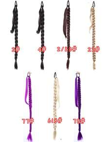 Purple Braided Hair Extensions, Elastic Ponytail Wig, Suitable For Party And Christmas - 彩色 - 查看 2