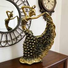 Elegant Peacock Dancer Resin Statue, Modern Abstract Collectible Sculpture, Multipurpose Indoor/Outdoor Decor, Artist Home Decoration, Ideal Gift For Couples, No Electricity Required - Multicolor - View 6