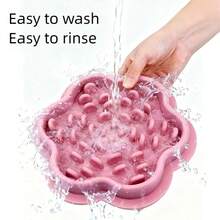 1pc Pet Silicone Slow Feeder Bowl, Anti-Choke Anti-Vomiting Dry And Wet Food Silicone Dish, Floral Shaped - Multicolor - View 12