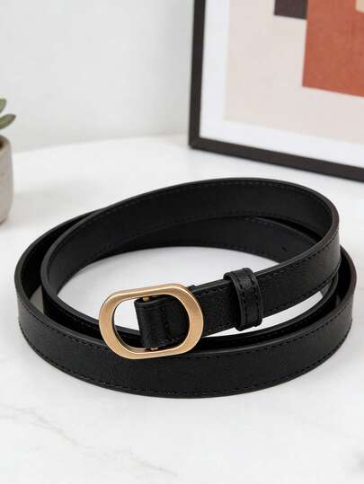 1件装女士腰带/裤带 - 女士无肩带真皮腰带，时尚百搭，无孔腰带，简约复古风格