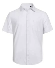 Men's Cotton And Linen Button Up Shirt Men Short Sleeve Button Down Casual Vacation Beach Summer Tops - 白色 - 查看 3