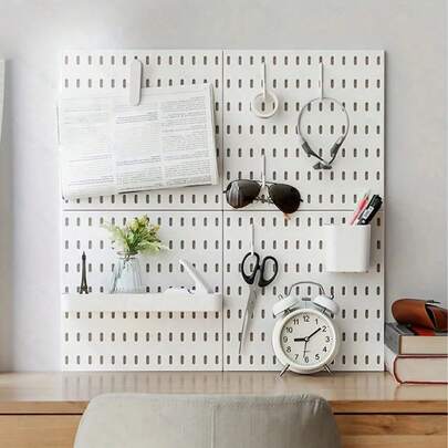 1/2/3/4/6pcs Wall Mounted Pegboard Storage Racks, Easy Installation, Thickened Wall-Mounted Design, Perfect Space Utilization Solution For Bathroom, Kitchen, Living Room, Office