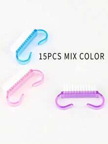 指甲清洁刷，用于清洁指甲，钩针编织刷头，符合人体工学的粉色手柄，小型除尘刷，去除指甲灰尘，塑料清洁刷，美甲沙龙清洁工具，除尘小刷，非常适合美甲和足疗，高效清洁手指和指甲，无异味