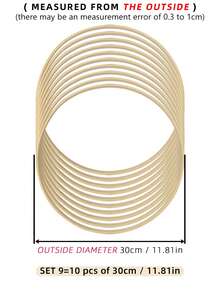 10 pièces Cerceaux de bambou beige de capteurs de rêves, décoration suspendue pour mariage en plein air, anneaux d'ornement de carillons éoliens à plumes, convient pour Halloween, Noël et autres fêtes, cercles de décoration en bambou pour mur, chambre à coucher, cerceaux à broder faits main - Kaki - Voir 14