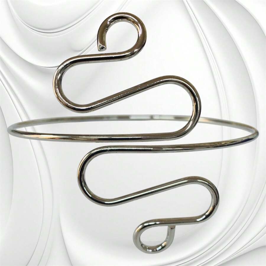 Gold Plated Forearm Bracelet - 銀色 07 - 查看 1