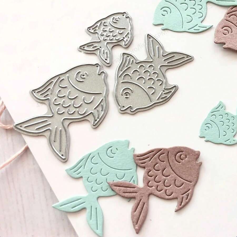 Fish-Shaped Metal Cutting Dies Set, Cutting Mold, Paper Craft Cutting Knife, Punching Dies, DIY Scrapbook, Paper Cards, Arts And Crafts Decoration - Silver - View 1