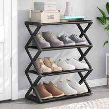 4-Tier X-Type Metal Shoe Rack, Durable & Sturdy Shoe Storage Organizer, Space-Saving Shoe Shelf, Tool-Free Assembly, Adjustable Height, Industrial Style, Stackable, Suitable For Entryway, Closet And Garage | Multi-Purpose Shoe Rack For Boots, Sneakers, High Heels And Various Shoes - Multicolor - View 14