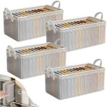 4PCS Transparencia Organizador de Ropa,añadir Marco de Acero Cajas Organizadoras Para Clósets,Se Puede Apilar Organizadores de Cajones(default) - Multicolor - Ver 2