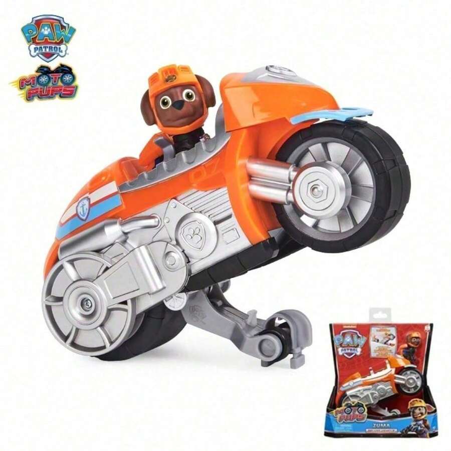 Spin Master Moto Pups Character's Deluxe Pull Back Motorcycle With Wheelie Feature And Figure Full Set Children's Toy Car