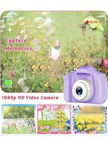 升级版1080P高清数码相机，配备2英寸屏幕，支持视频录制、DIY相框和多款游戏，是送给女孩的完美新年/生日/节日礼物。可爱便携，男女皆宜。内置150mAh可充电电池，是绝佳的生日礼物之选。 - 紫色的 - 查看 4