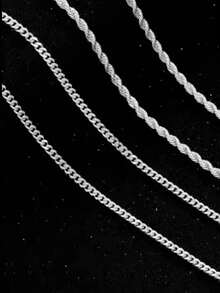 两件套不锈钢扭纹链项链，双层设计，不褪色，适合日常佩戴、约会、节日和派对。