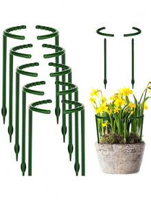4pcs Plastic Semi-Circle Plant Stands, Suitable For Potted Plants, Plant Support Stakes, Plastic Cage Racks, Indoor/Outdoor Small Plant Support Rings, Garden Flower Support Racks, Plastic Semi-Circle Planter Baskets, Climbing Frames, Peonies, Suitable For Small Indoor/Outdoor Plants, Semi-Circle Potted Plant Support Racks, Plastic Ring-Shaped Plant Stakes, Small Plant Support Rings