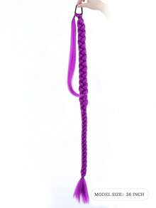 Purple Braided Hair Extensions, Elastic Ponytail Wig, Suitable For Party And Christmas - 彩色 - 查看 3