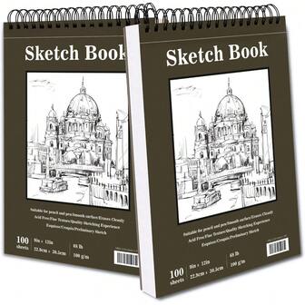 9" X 12" Spiral Bound Sketch Pad, 50/100 Sheets 68lb/100gsm Acid-Free Sketch Paper, For Kids, Artists And Beginners, Professional Art Supplies For Adults
