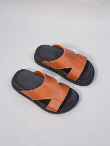Girls' British Style Hollowed Out Leather Slippers With Lightweight And Thick Soles, Suitable For Both Home And Beach Use (New Hot Item) - Burnt Orange - View 4