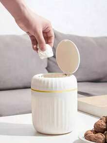 Desk Trash Can With Lid, Creative Small Storage Bin For Living Room, Office, Tea Table - Multicolor - View 7